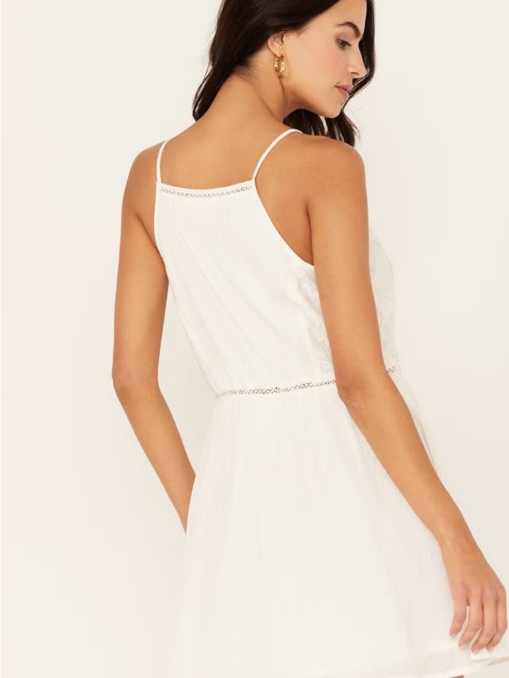Country White Embroidered Halter Mini Dress - Picture 6 of 11